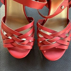 G by Guess red platform sandals